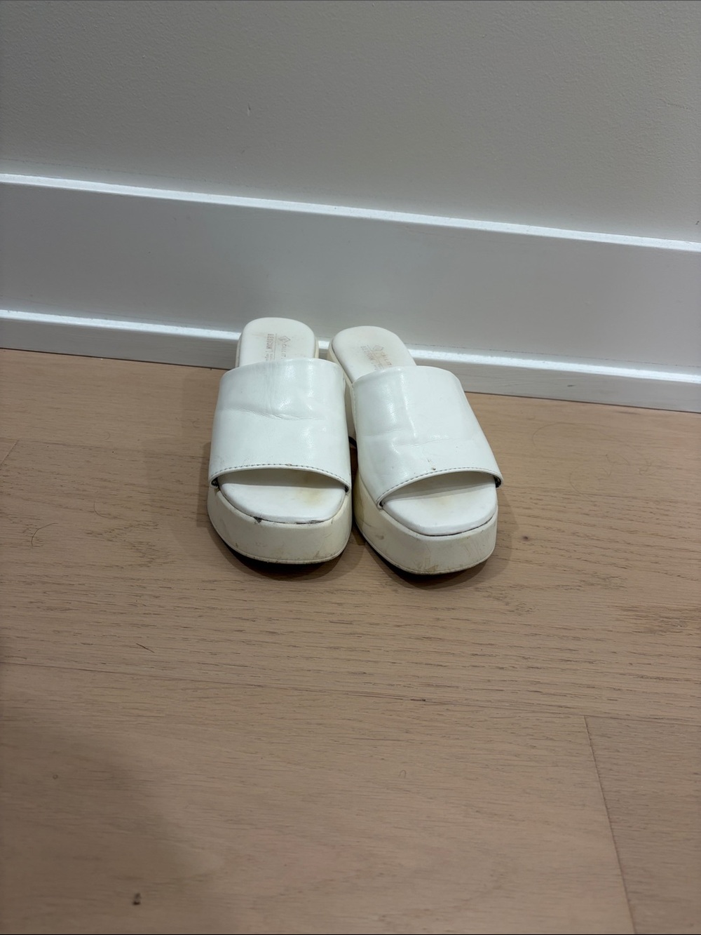 Call It Spring White Platform Slide Mules